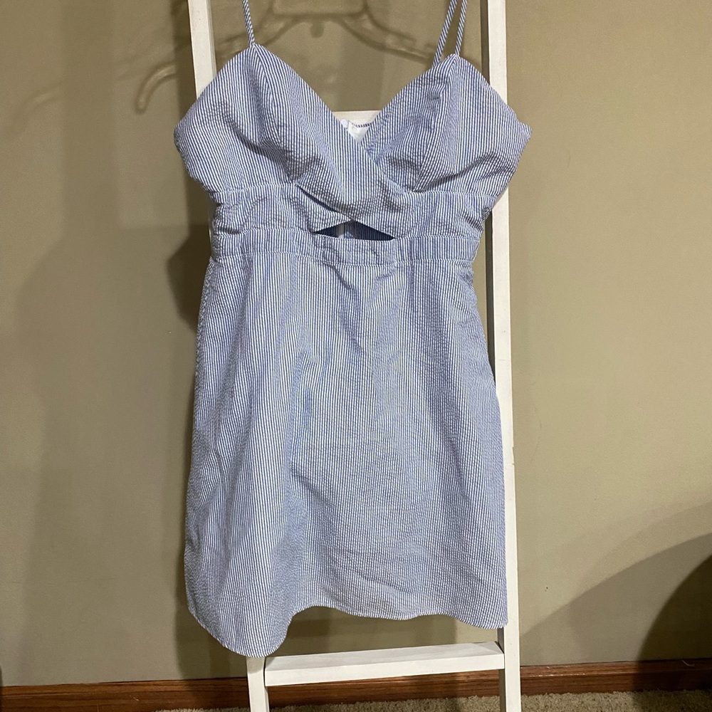 Forever 21 White and Blue Striped Top- Womens size Medium